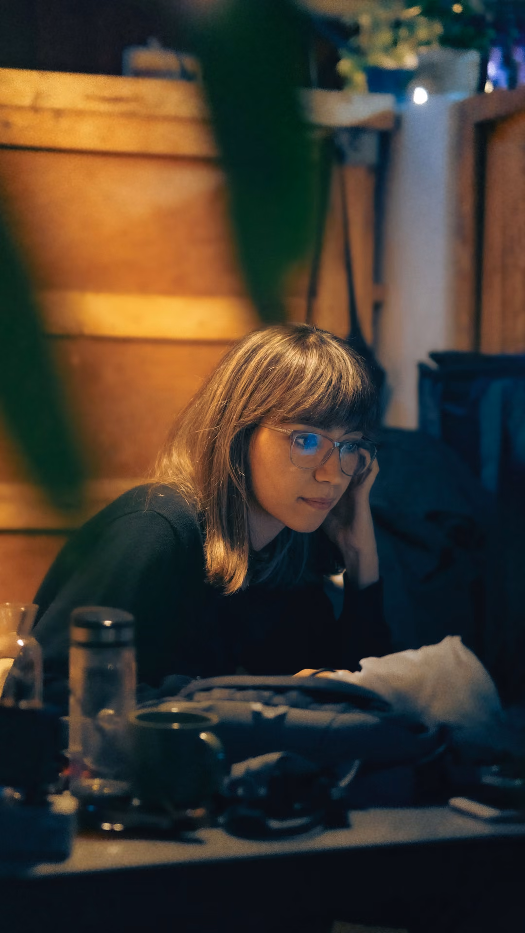 A store owner working at her computer